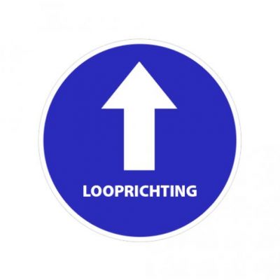 vloersticker richting pijl met tekst looprichting